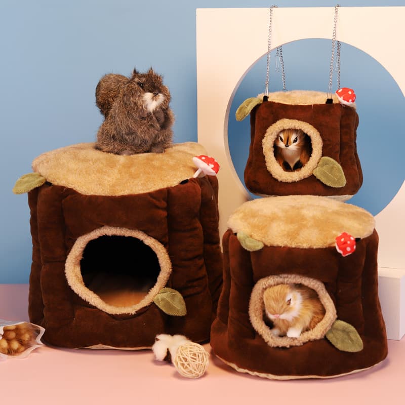 Dwarf Rabbit Cotton Nest, Parrot Nest, Winter Chinchilla Cotton Nest, Non-Hedgehog Nest, Ferret Nest, Squirrel Tree Stump Warm Hanging Nest