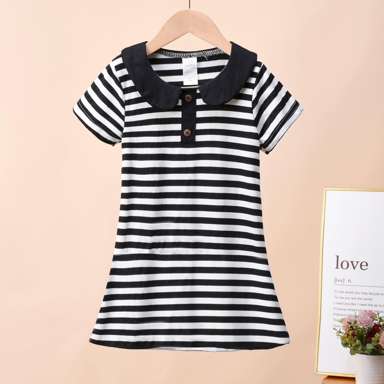 Girls Summer Dress Princess Dress Trendy POLO Collar Dress Kids Striped Dress Thin Princess Dress