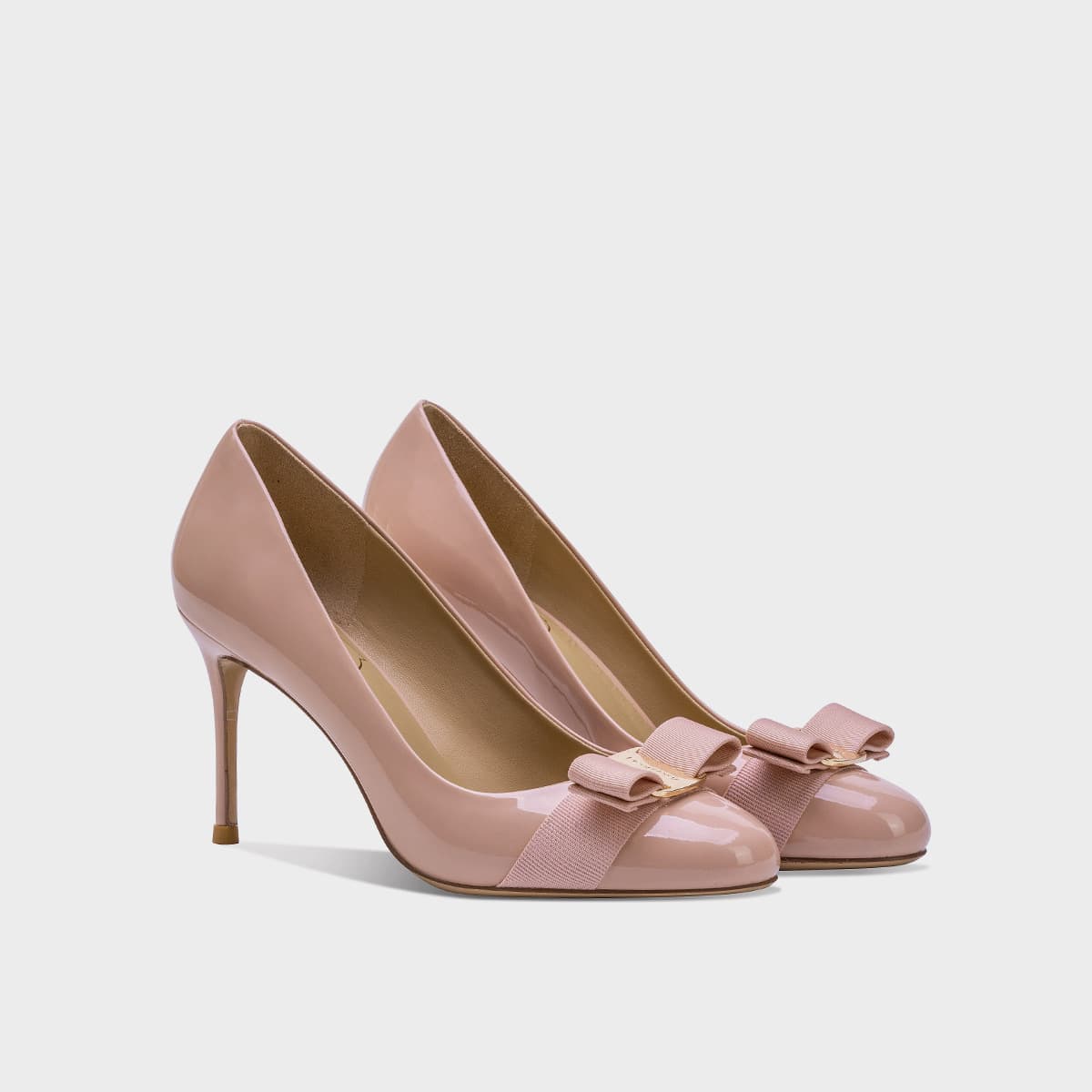 French Nude High Heels Autumn New Style Stiletto Heels High-End Round Toe Shallow Mouth Bow Single Shoes Women's Shoes