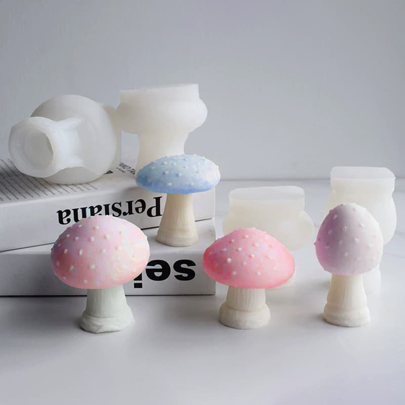 3D Mushroom Aromatherapy Candle Silicone Mold DIY Simulation Mushroom Resin Plaster Ornament Candle Mold