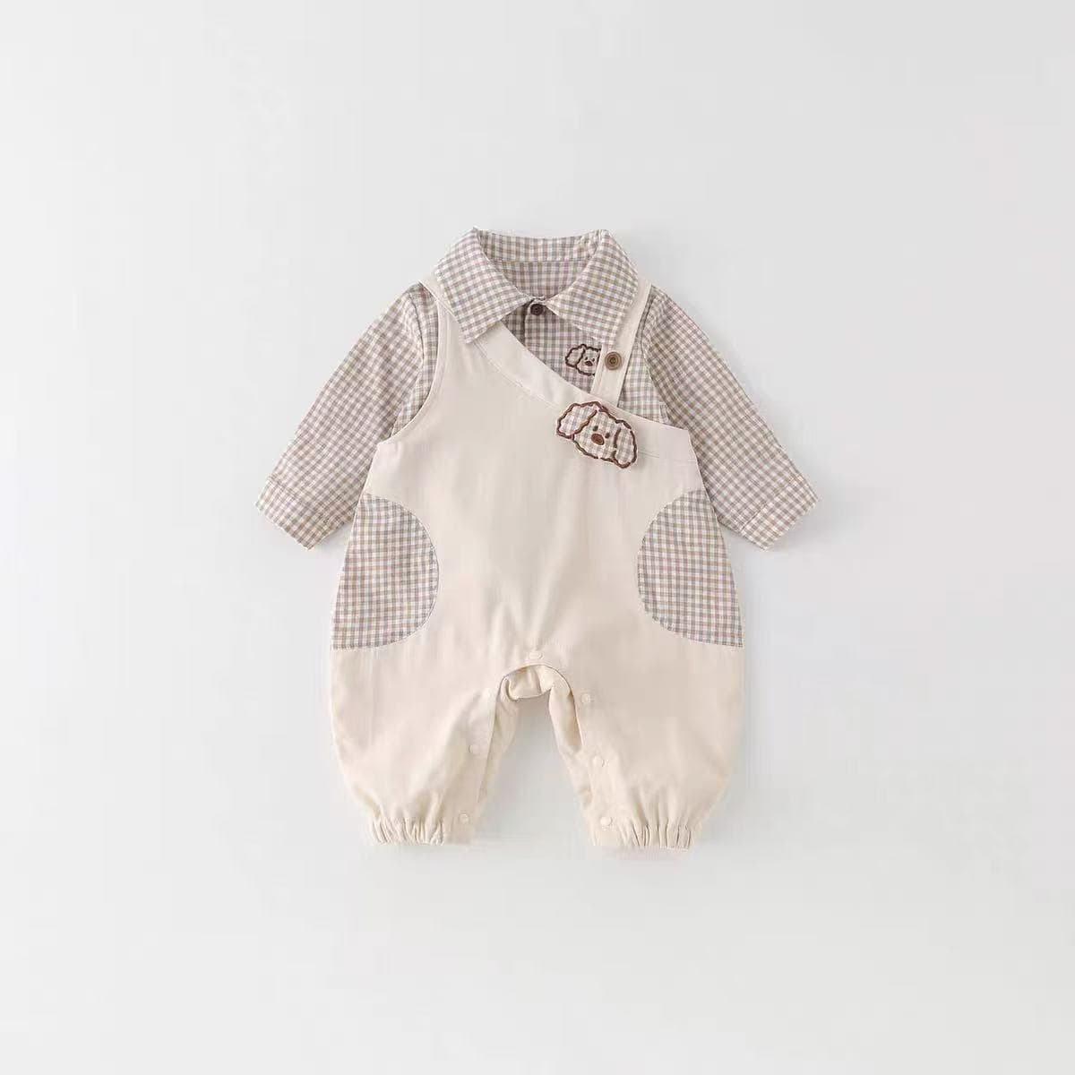 Boys overalls suit spring 2026 new baby boy style shirt spring infant and toddler clothes two-piece set