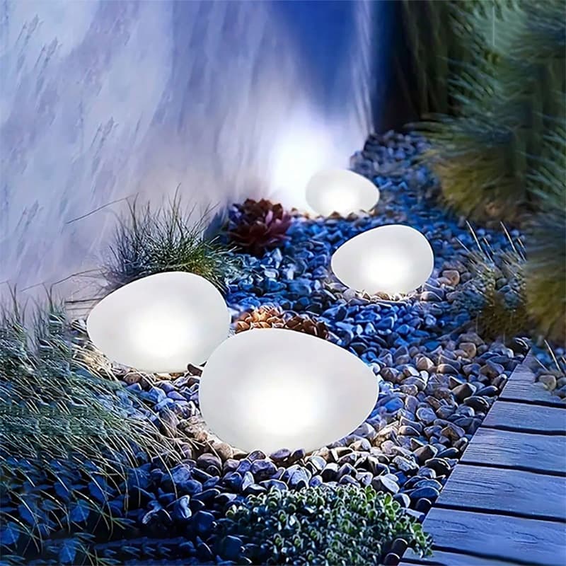 Hot-selling outdoor solar cobblestone ground light for home villa garden lawn decorative glowing stone lamp