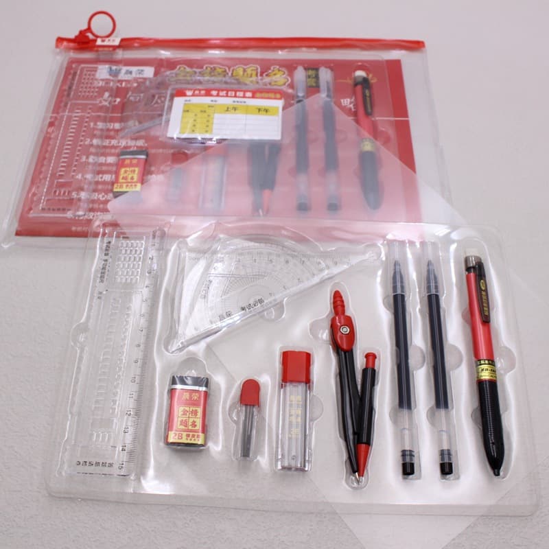Student Exam Answer Sheet 12-Piece Set, Shading Ruler, 2B Shading Pencil, Compass, Eraser, Gel Pen, Ruler Set Stationery