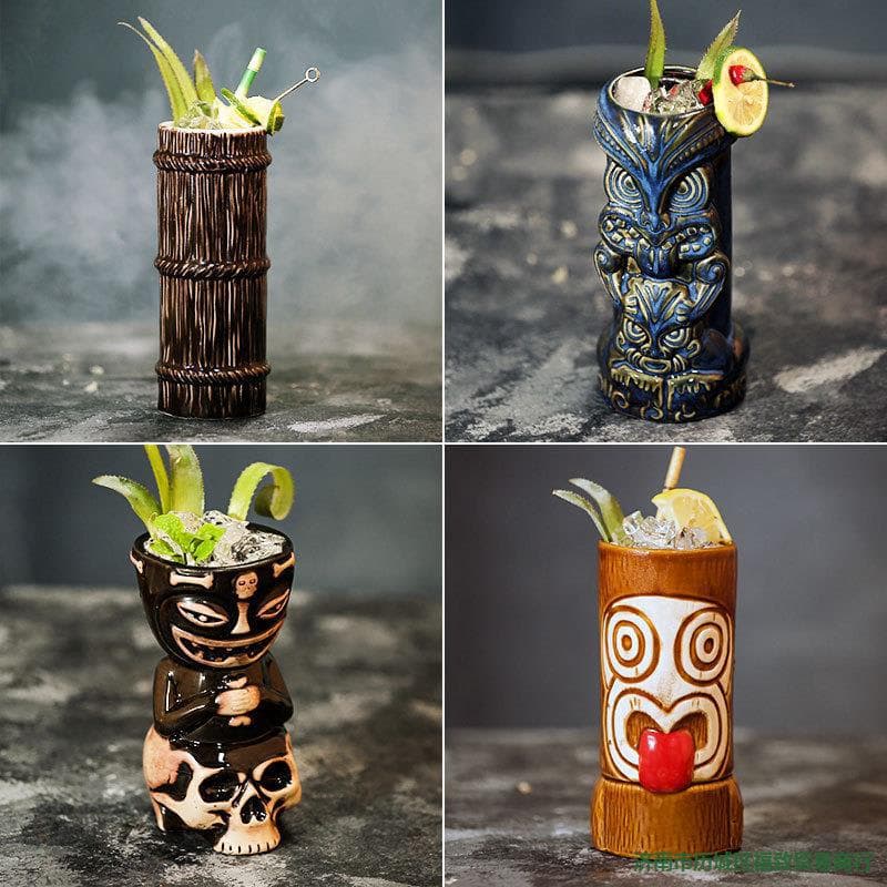 Ceramic Tiki Mug Cocktail Glass Hawaii TI Cup Zombie KItiki Ceramic Tiki Mug Creative Cup