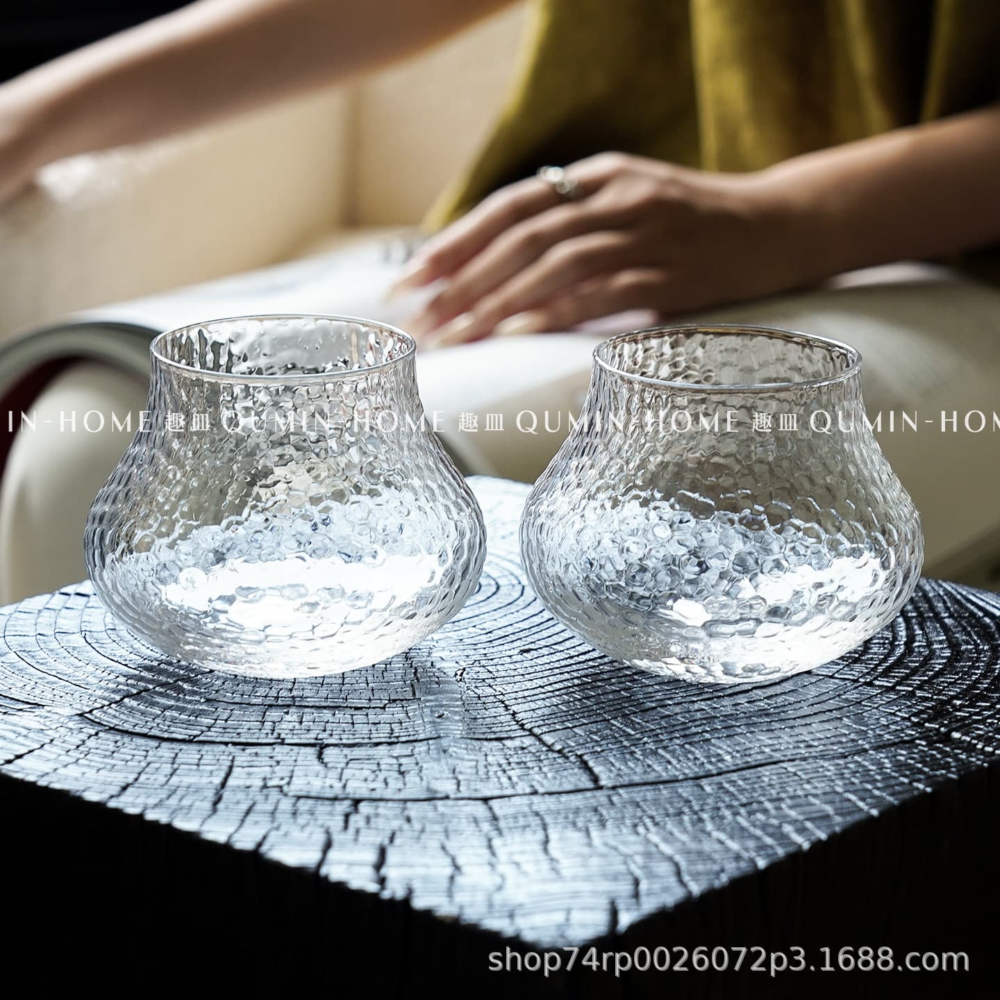 Niche Wide-Body Glass Tumbler Whiskey Glass Juice Cup Beverage Cup Retro Iced Americano Latte Coffee Cup