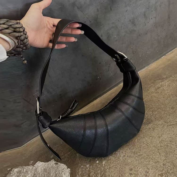 Niche design soft leather versatile croissant bag, 2025 new high-end sense commute dumpling bag, shoulder crossbody bag, trendy