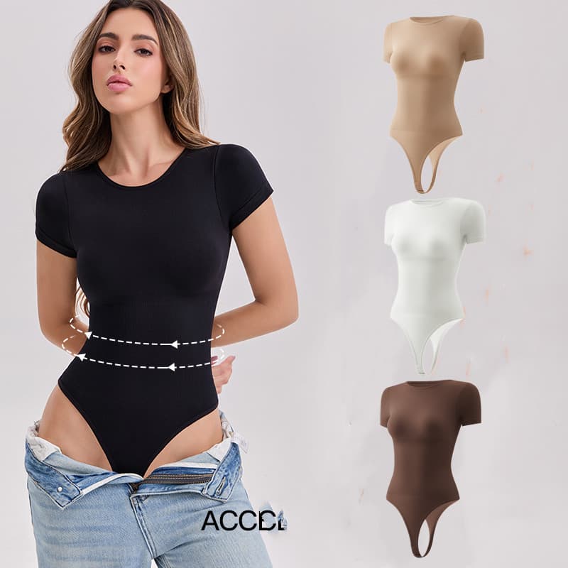 Amazon Cross-Border Seamless Short-Sleeve Bodysuit Shapewear Waist Trainer Tummy Control Body Shaper Thong Slimming Underwear