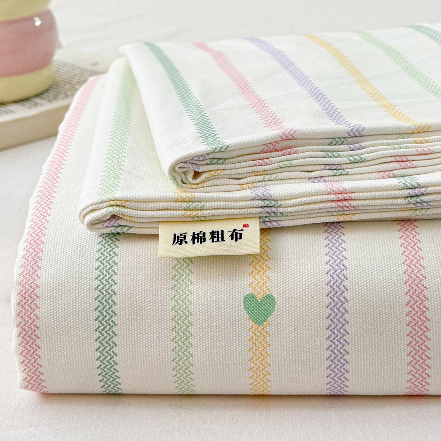 Thickened Pure Cotton Coarse Cloth Bed Sheet Single Piece 100% Cotton Linen Traditional Cooling Mat Student Quilt Single Three-Piece Set