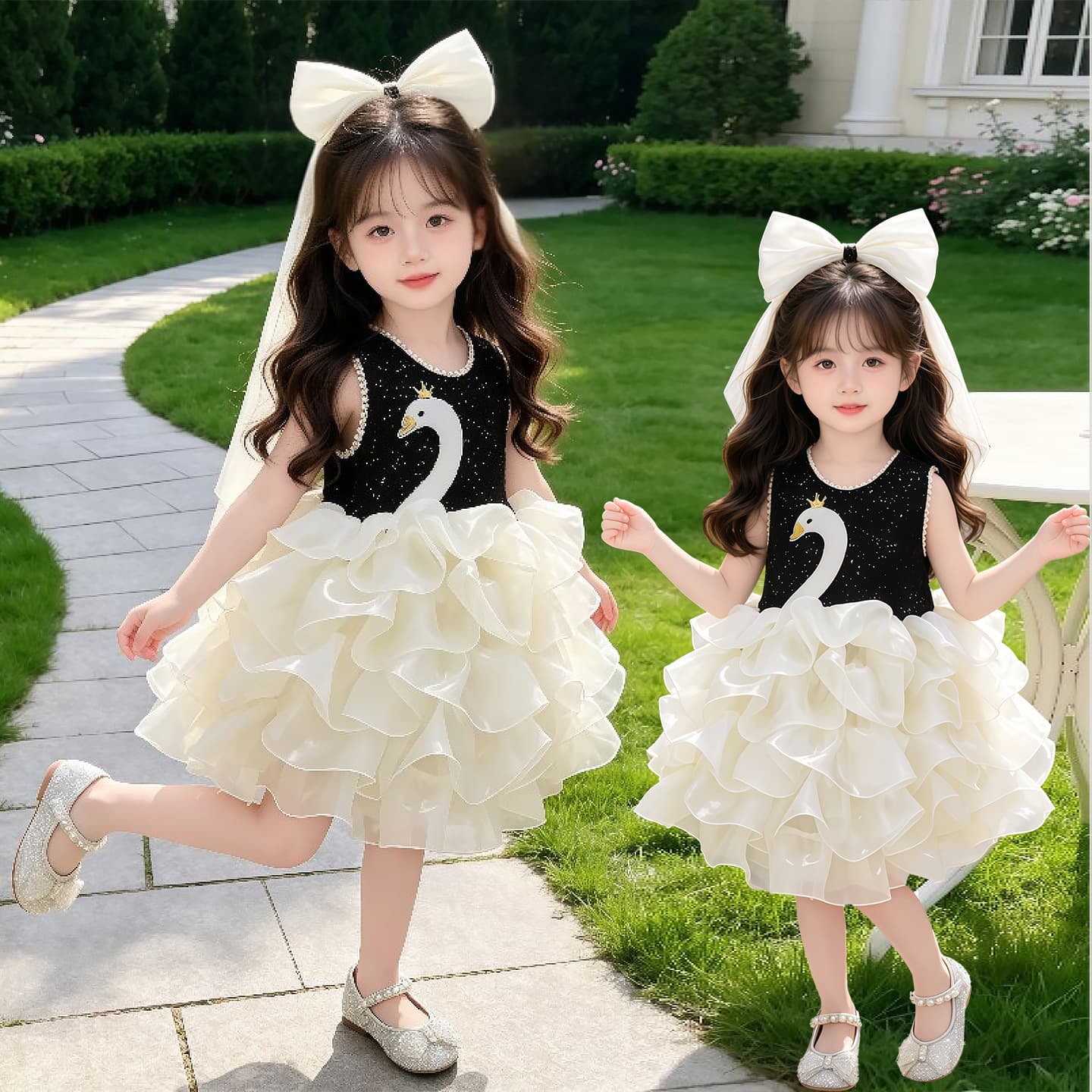 Girls' Formal Dress 2026 New Summer Princess Dress Cake Skirt Children's Unique Beautiful Dress