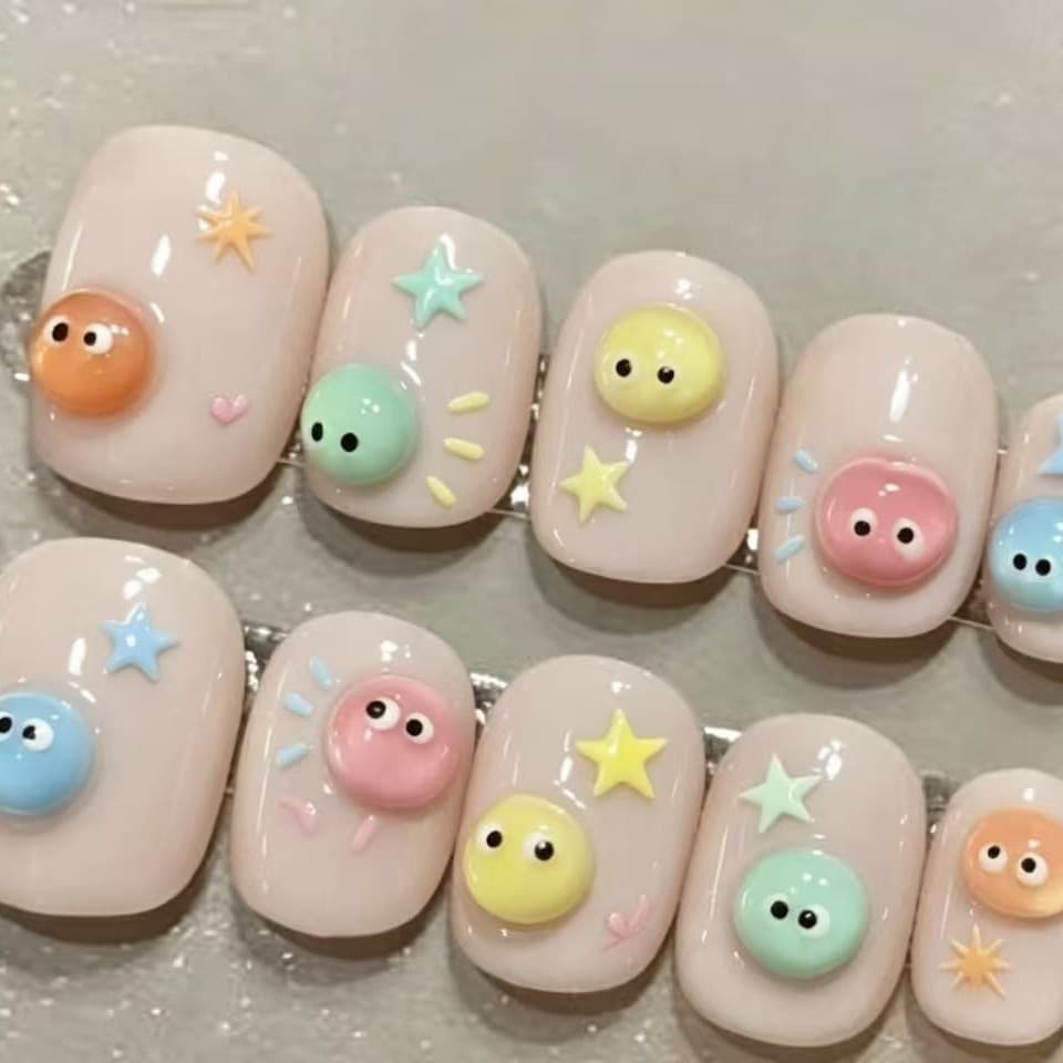Children's Wearable Removable Nail Stickers for Little Girls, Jelly Glue Removable Nail Art Stickers, Toy Nail Patches for Girls