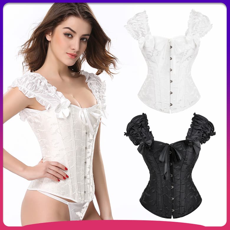 European and American Sexy Shapewear Bride Strapless Dress Back Lace Waist Puff Sleeve Shapewear Tummy Control Body Shaper