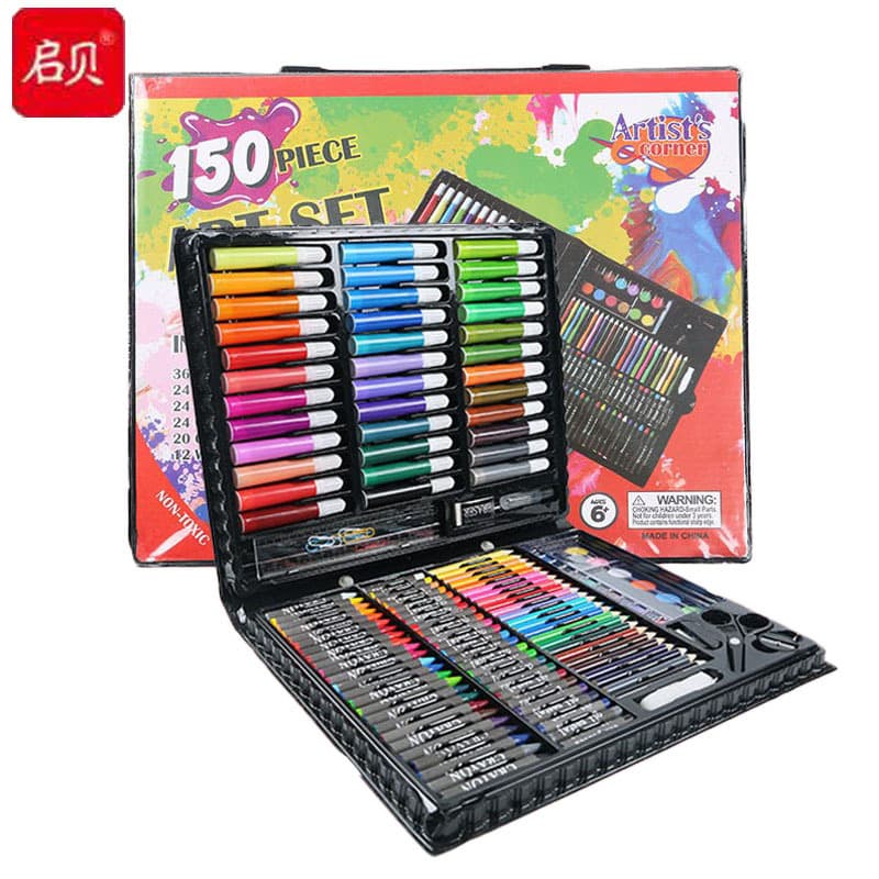 150pcs Drawing Pen Set, Children's Watercolor Pens, Crayons, Colored Pencils, Stationery Gift Box, Creative Gift Box