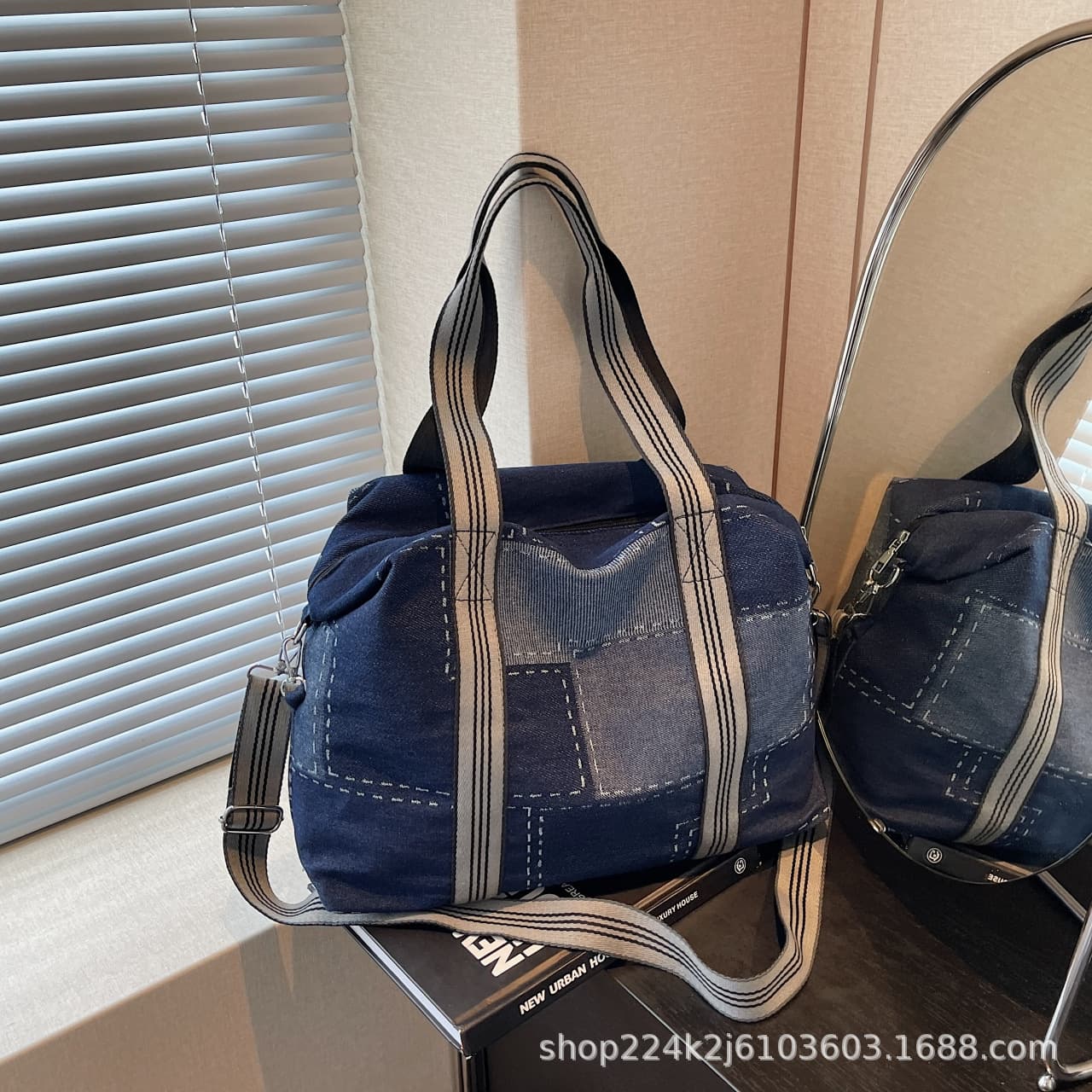 Design niche bag women's literary casual denim handbag large capacity travel business commuting tote bag