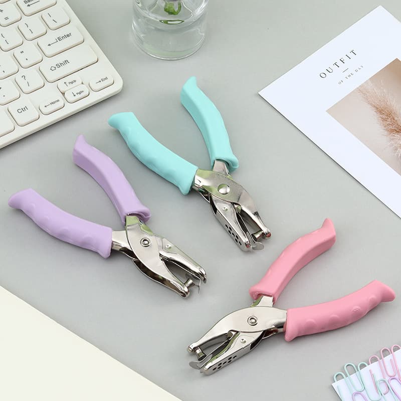 Metal Mini Round Hole Punch 6mm Soft Grip Handheld Paper Punch 3mm Punch Rubber-Coated Hole Puncher