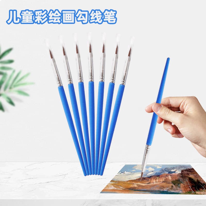 Plaster doll digital oil painting brush ultra-fine paint pen children's graffiti nylon hook line pen flat head watercolor brush