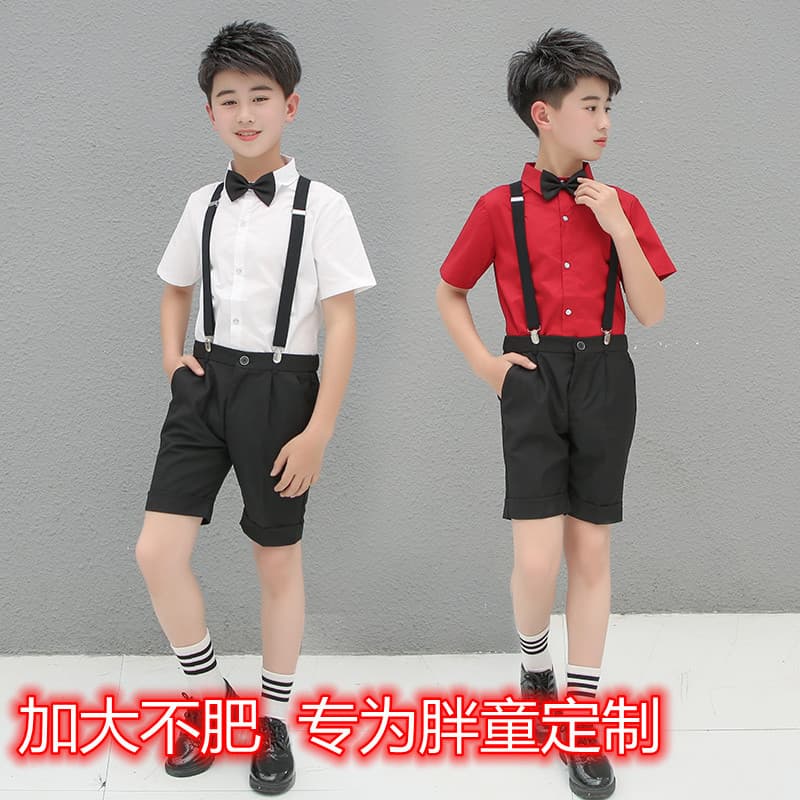 2025 Summer New Plus Size Boys' Short Sleeve Shirt and Shorts Set, Blazer and Shorts Outfit for Big Boys, Performance Wear