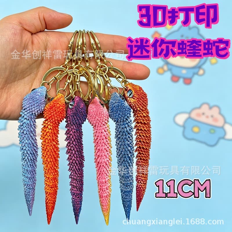 3D Printed Mini Viper Keychain School Bag Key Chain Pendant Decompression Toy Gift Factory Wholesale Cross-Border