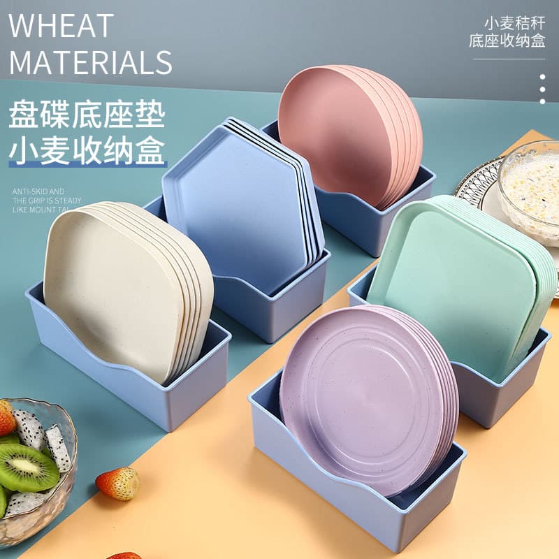 [TikTok Hot Item Drop Shipping] Wheat Straw Household Bone Dish with Base, Table Garbage Plate, Manufacturer Wholesale