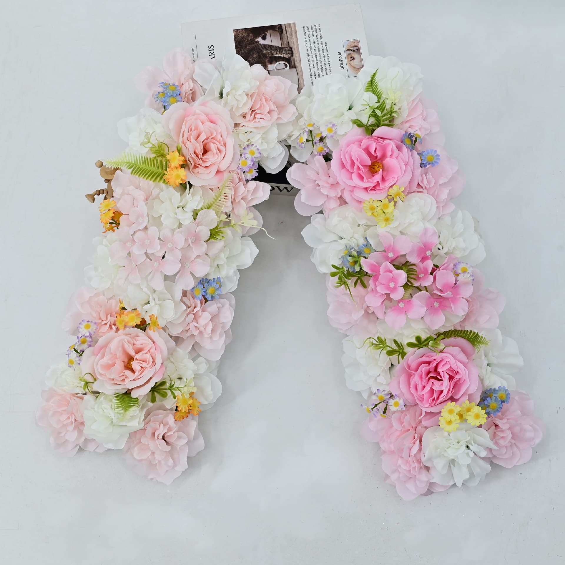 Wedding Daisy Dahlia Flower Row Simulation Wedding Decoration Outdoor Cross-Border Decoration Peony Party Hotel Silk Flower
