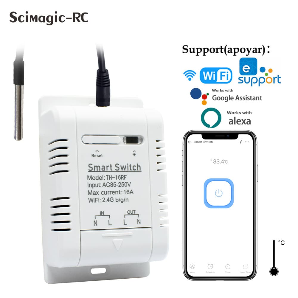 eWeLink WiFi Smart Home Thermostat APP Remote Control Switch 16A with Temperature Switch 433MHz