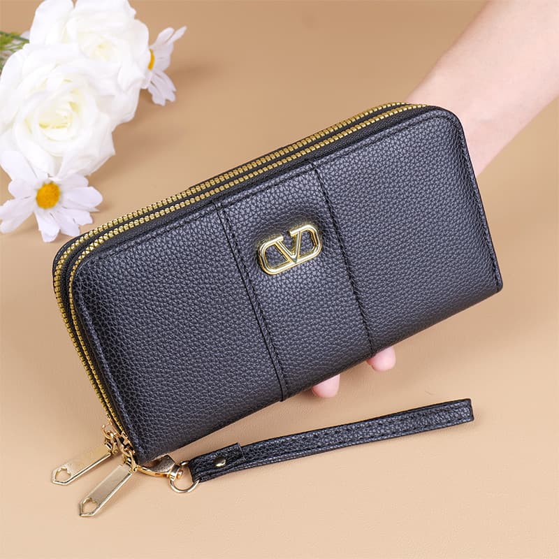 New Korean Style Women's Long Dual Zipper Wallet Large Capacity Phone Bag Fashion Simple Leather Clutch Multi Card Slot