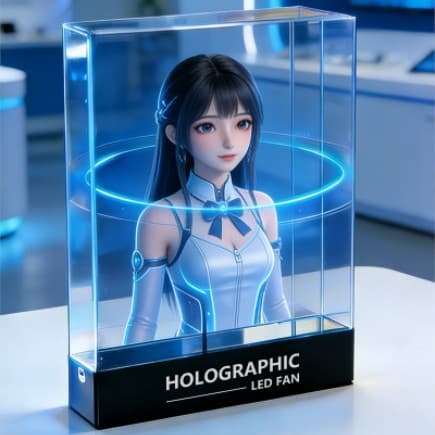 2026 New 3D Holographic Fan Screen Desktop Holographic Box AI Animation Robot Display Transparent Screen Source Factory