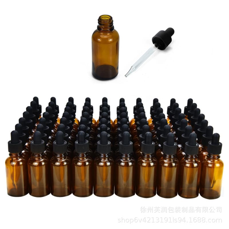 Stock 5ml-100ml Amber Light-Proof Essential Oil Bottle Glass Brown Essence Bottle Cosmetic Bottle
