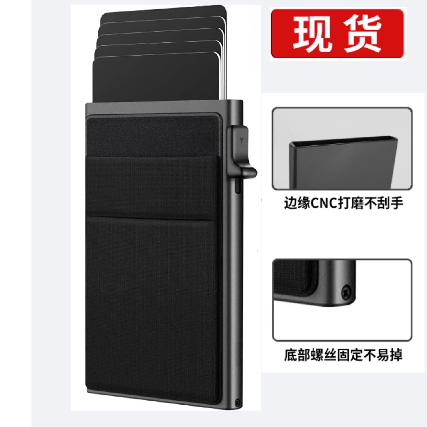 Custom Labeling In Stock Men's Card Holder Side Push RFID Wallet Aluminum Alloy Metal Card Case Side Press Screw Reinforced Card Box