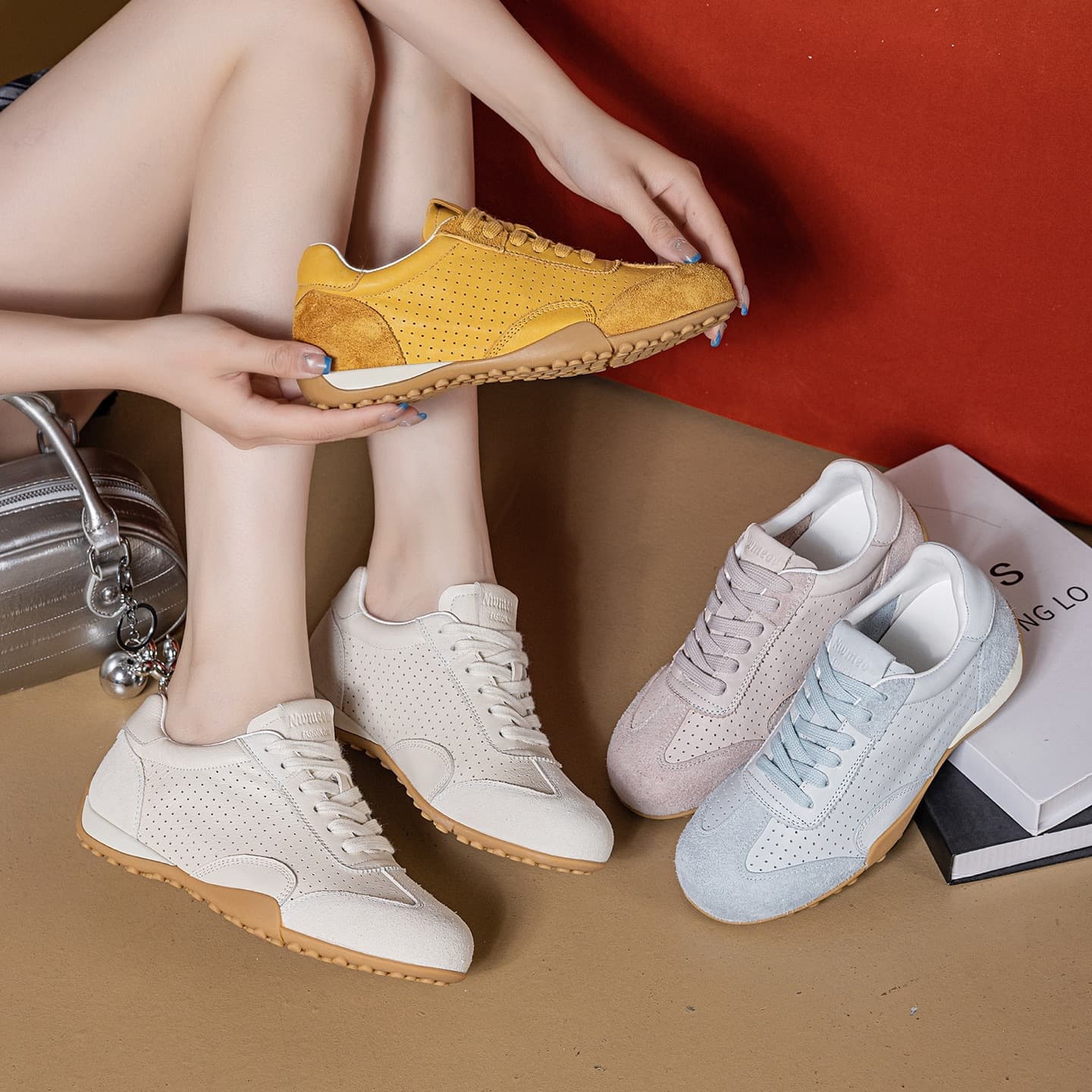 Korean Top Layer Perforated Cowhide Soft Sole German Training Shoes Women 2026 Summer New Comfortable Lightweight Versatile Casual Jogging Shoes