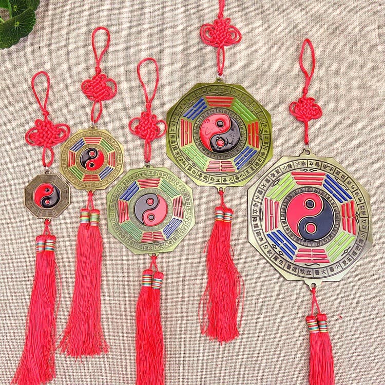 Tai Chi Bagua Mirror Pendant with Chinese Zodiac and 24 Solar Terms, Home Use for Doorway Hanging to Resolve Opposite Door Conflicts