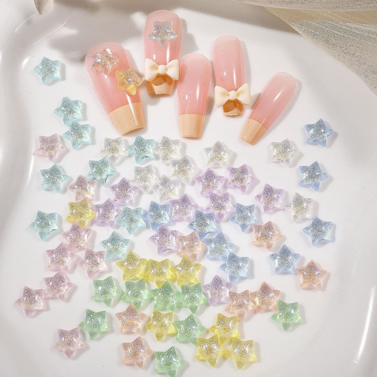 Cross-border Explosions Nail Jewelry Girl's Heart Ice Thin Flash Star Resin Nail Jewelry Accessories