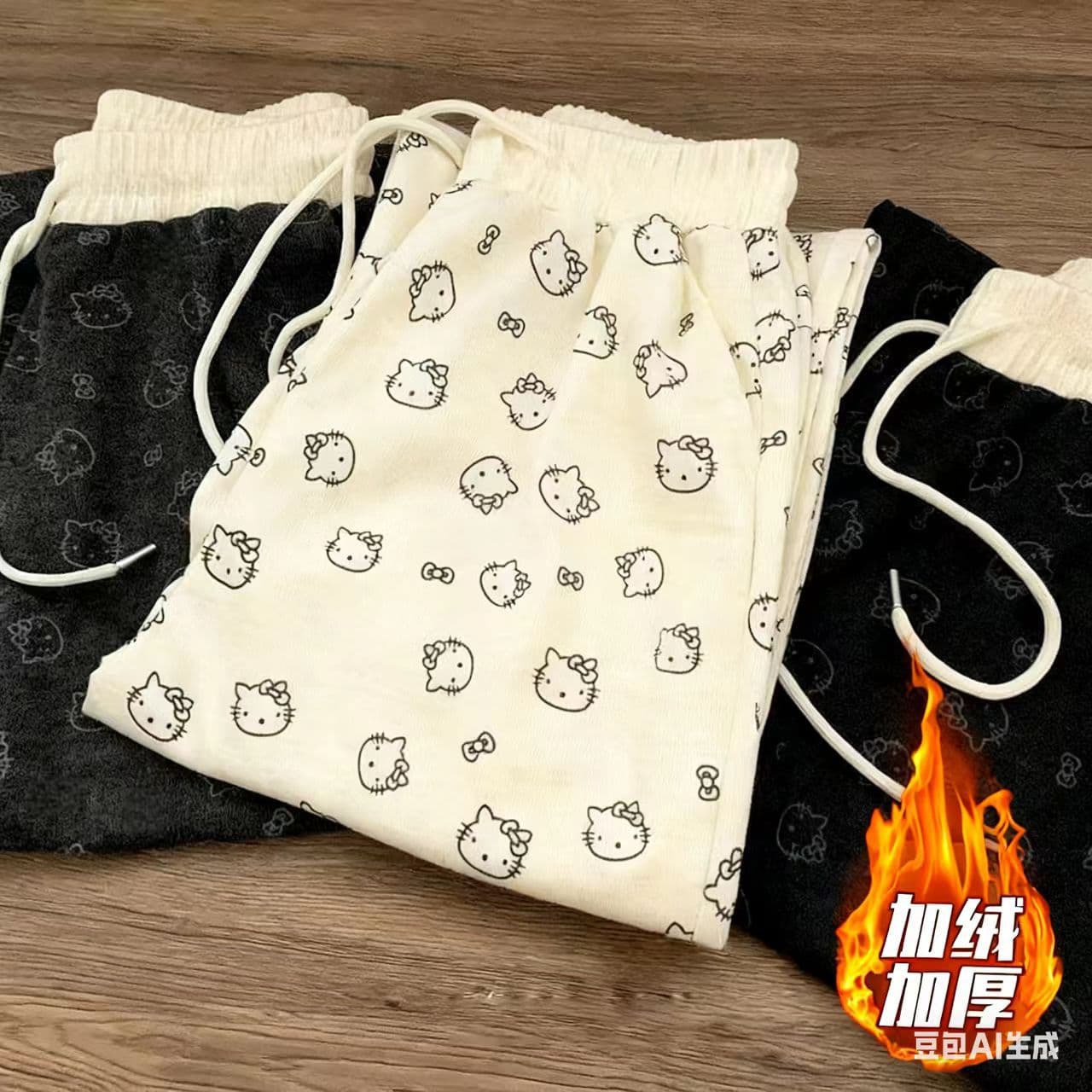 Girls Fleece-Lined Pants 2025 Autumn Winter New Style Medium and Big Kids Fashionable Casual Pants Children Girls Integrated Fleece Wide-Leg Pants