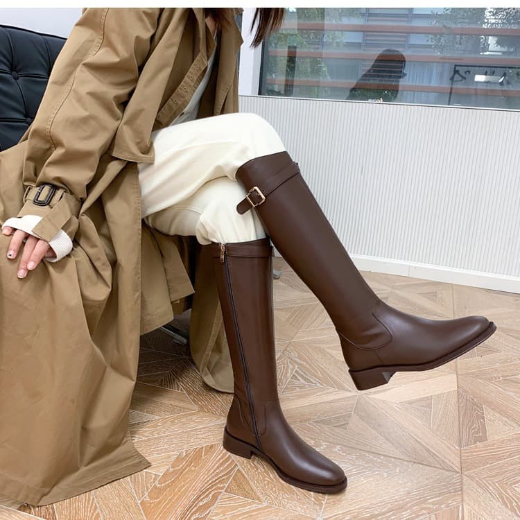 Women's Leather Boots Mid-calf Length Metal Decorations Tassel Detailing Trendy Elegant