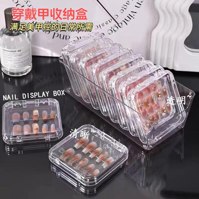 Transparent Nail Storage Box Nail Art Box Storage Nail Piece Display Box Card Paper Easy-Tear Adhesive Strip Tool Kit Set