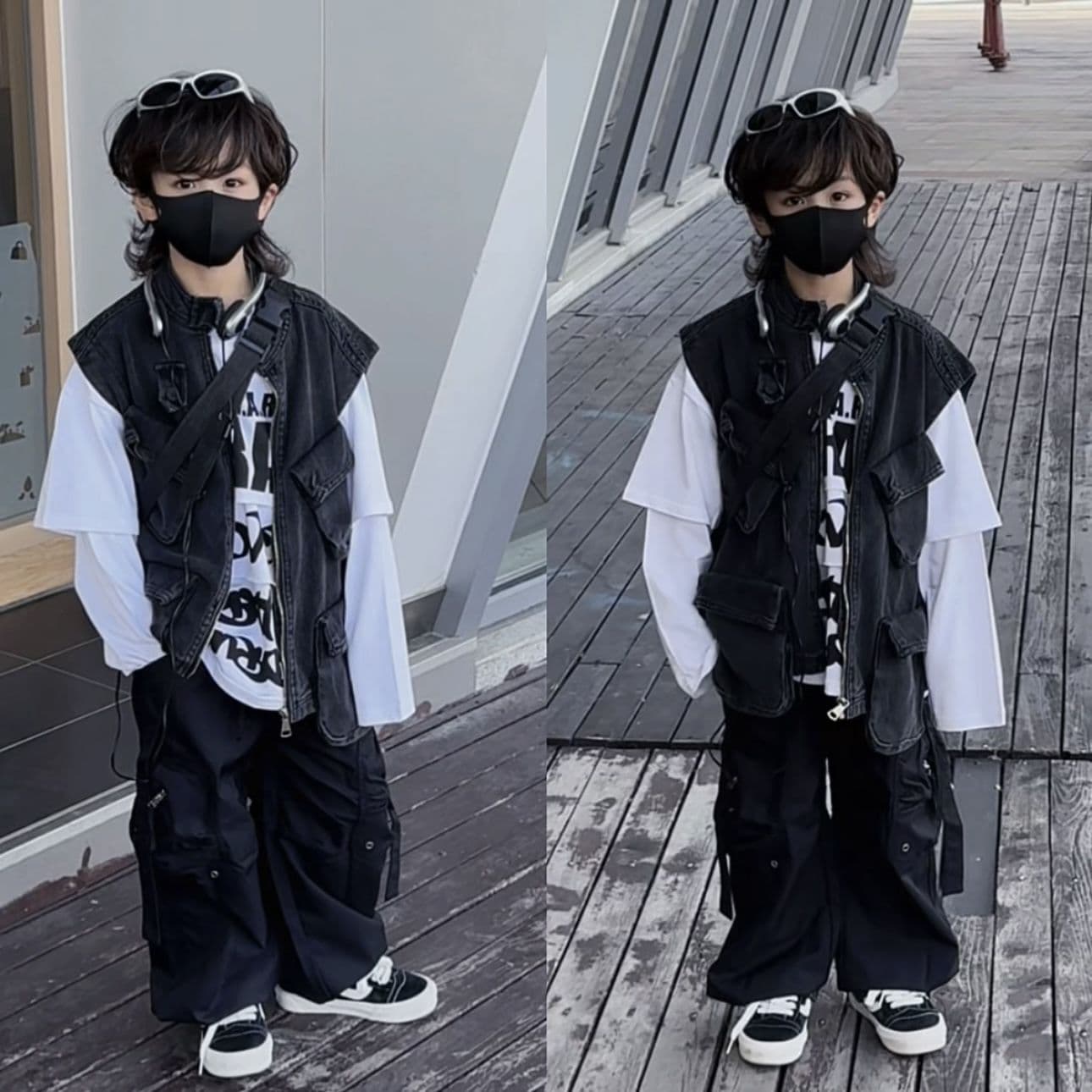 2025 Spring/Autumn Kids Streetwear Boys Girls Cool Vest Functional Multi-Pocket Workwear Denim Vest