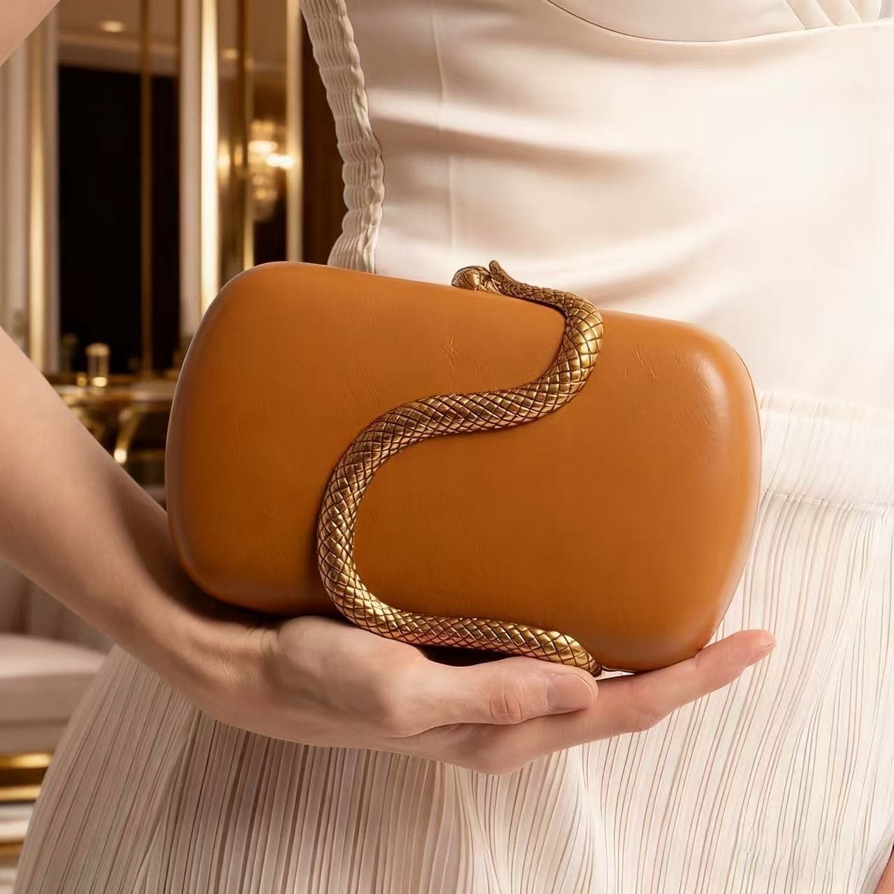 Foreign Trade Cross-Border Direct Sales Light Luxury Women's Evening Bag PU Clutch Bag Snake Pattern Fashionable Crossbody Single Shoulder Evening Bag
