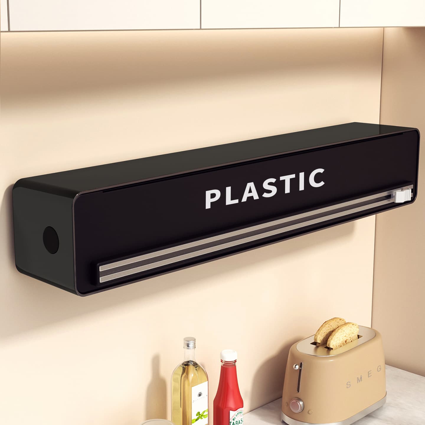 501 cling film cutter, kitchen household tin foil baking paper magnetic wall-mounted cling film cutting box sliding knife.