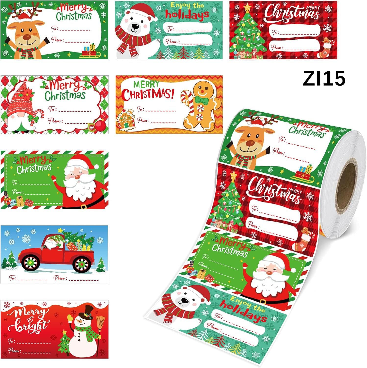 200 Stickers/Roll Christmas Gift Decoration Self-Adhesive Stickers Cute Santa Claus Faceless Gnome Name Stickers