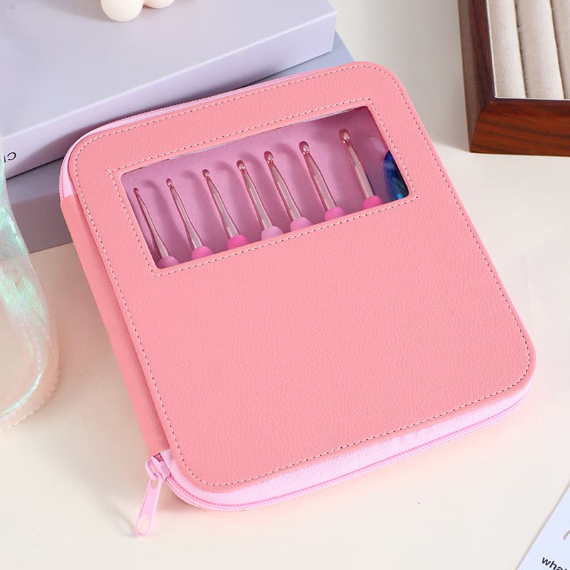 Cross-Border Best-Selling Pink Soft Handle Crochet Hook Set Home Sewing Tool Crochet Hook Scissors Combination Yarn Knitting Kit