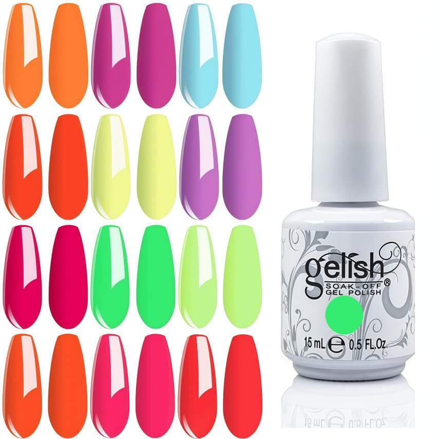 Neon Gel Nail Polish Gelish New Candy Color Macaron Plum Red Orange Yellow Green Cyan Blue Purple