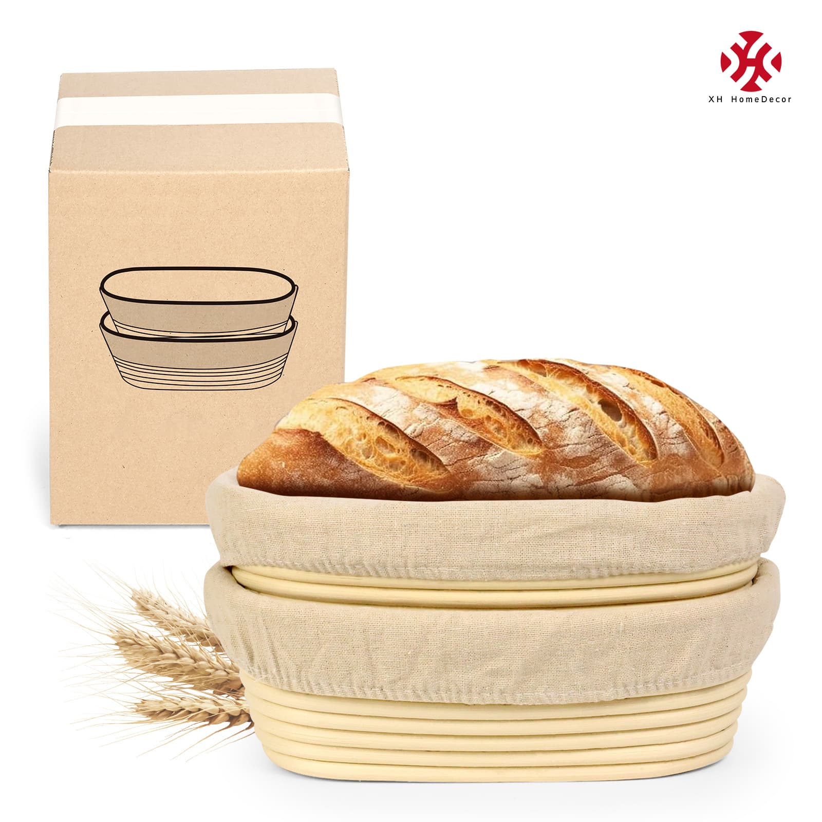Set of 2 Oval 10-Inch Indonesian Rattan Proofing Baskets European Bread Dough Fermentation Bowl Sourdough Banneton