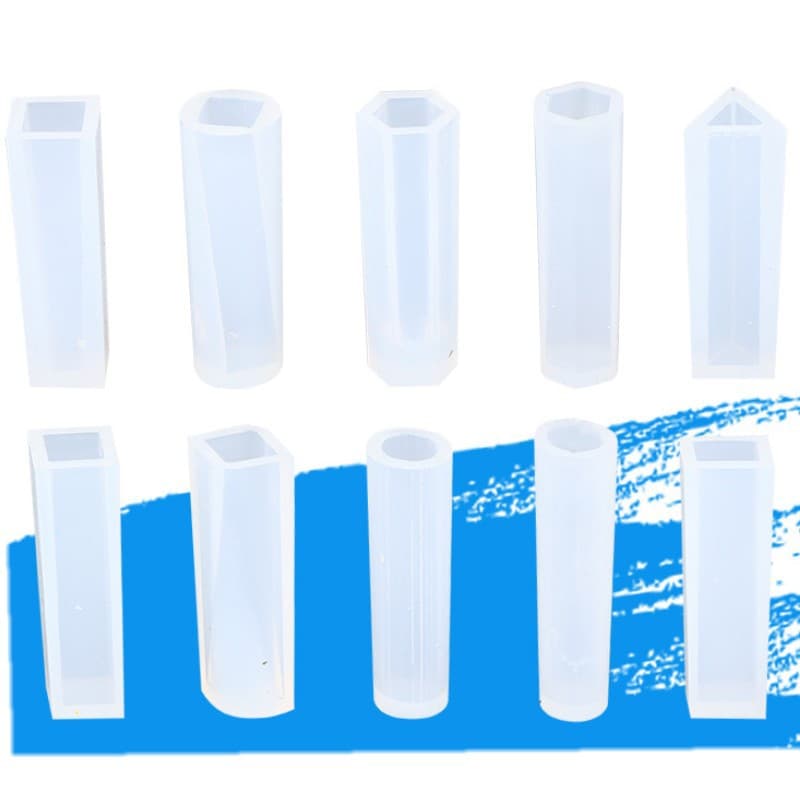 Crystal Epoxy Resin Pendant Silicone Mold No Polishing Needed DIY Jewelry Long Cylinder Trapezoid Crystal Shape