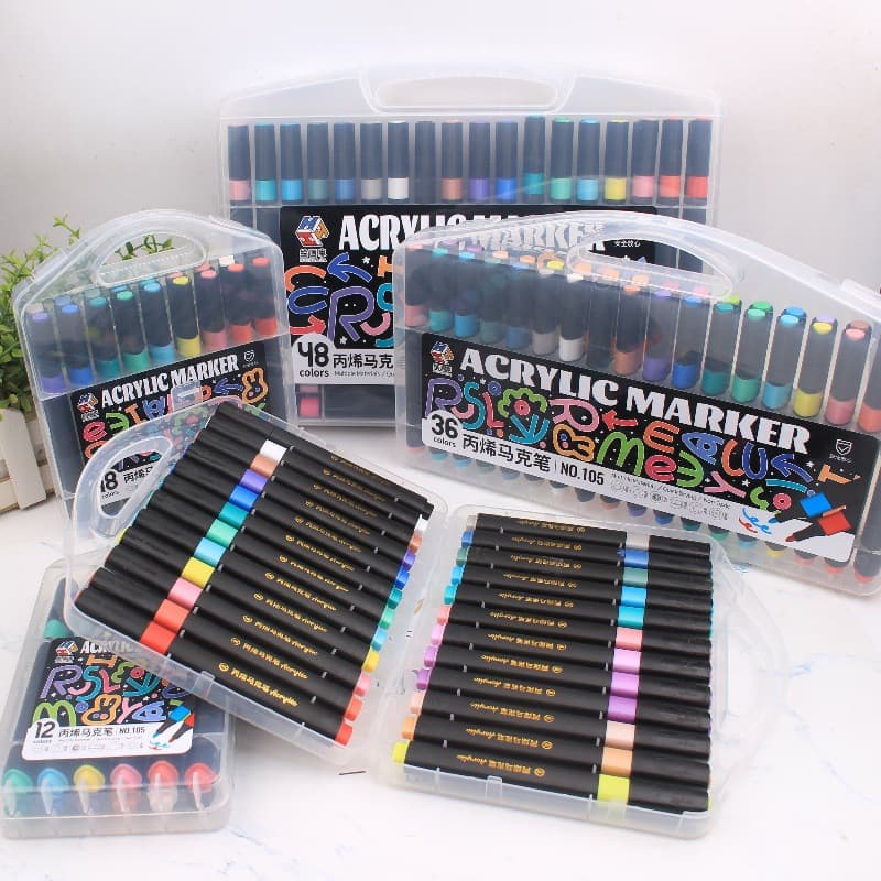 Creative black rod acrylic marker pen triangular rod paper-proof and stackable new marker pen wholesale acrylic marker pen