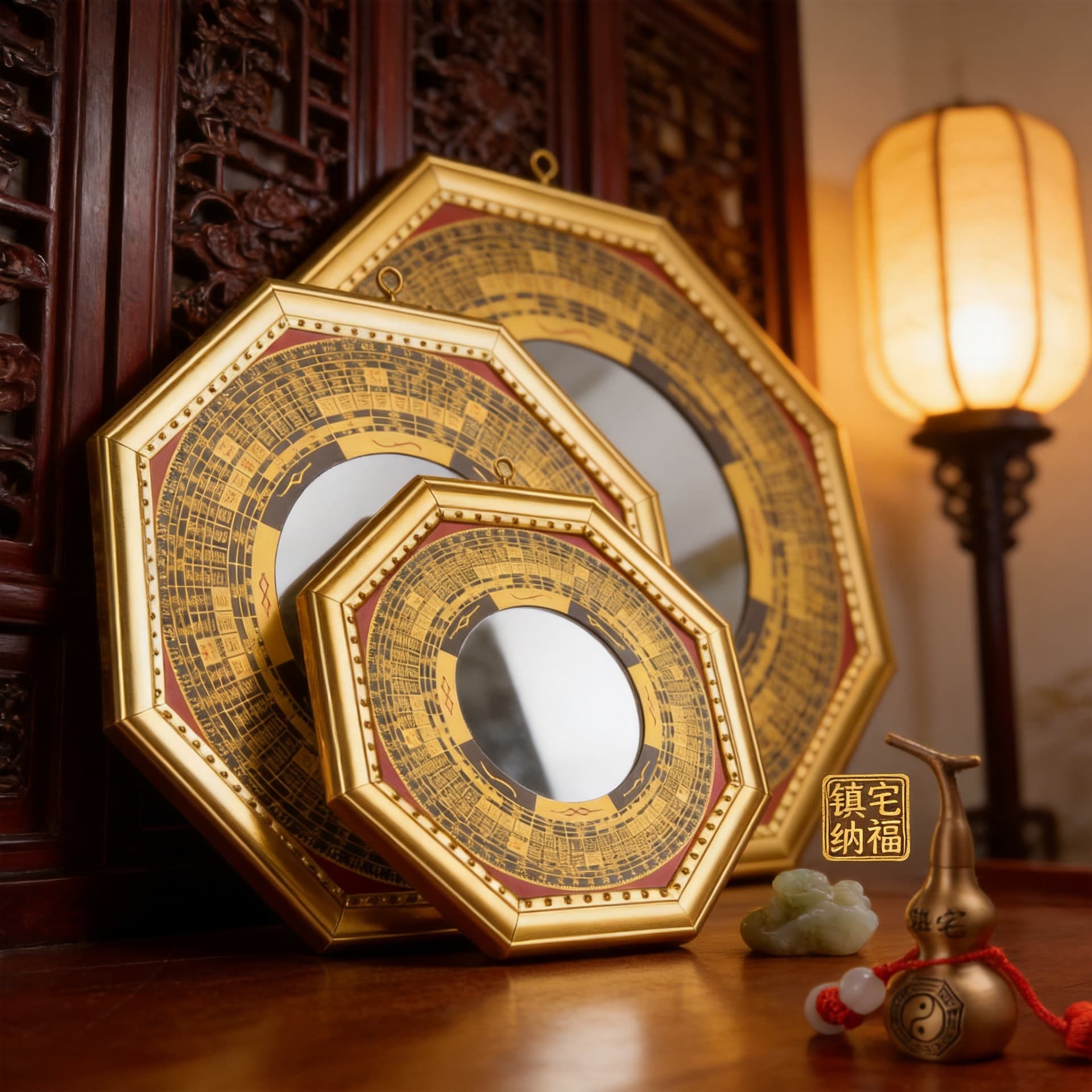 Bagua Mirror Convex Mirror for Home, Concave Mirror Flat Copper Mirror, Balcony Window Taiji Nine Palace Hanging Ornament