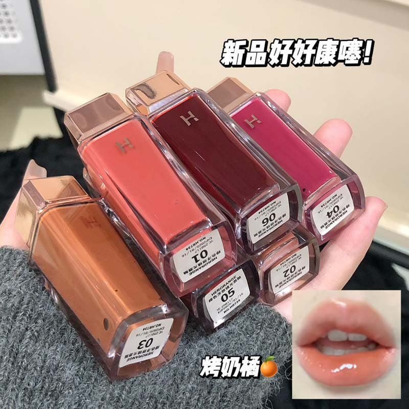HERORANGE~Fantasy Mirror Gloss Lip Glaze Clear Lens Waterproof Non-Stick Cup Water Gloss Lip Color