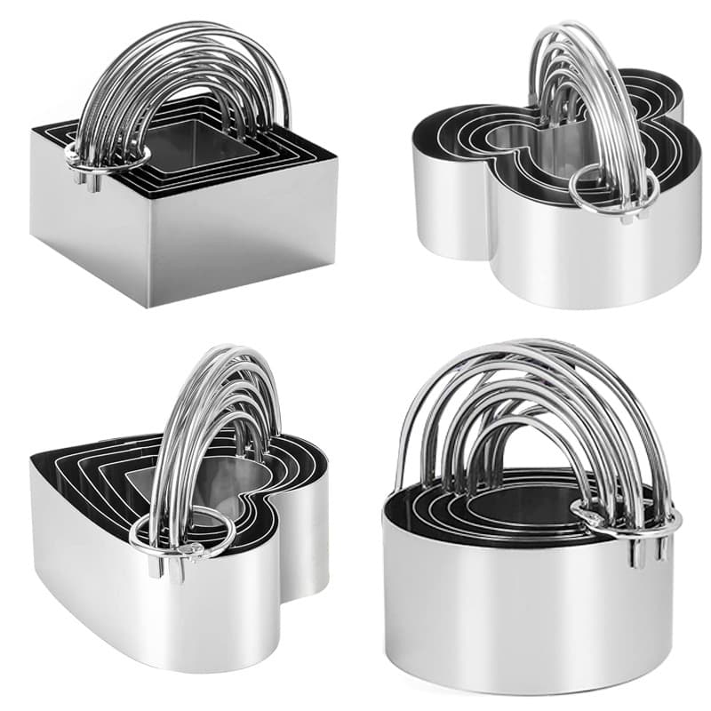 Spot stainless steel cookie mold 5-piece set cake mold mousse ring cookie cutting mold dough cut Cookies Cut