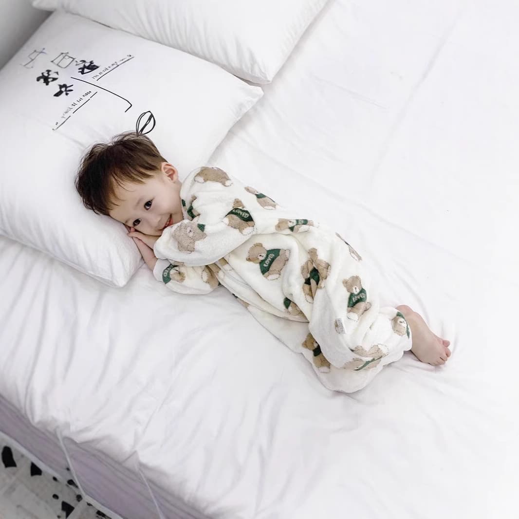 Autumn/Winter Children's Onesie Pajamas Flannel Baby Anti-Kick Cold-Proof Infant Sleep Bag Coral Fleece Thickened Homewear