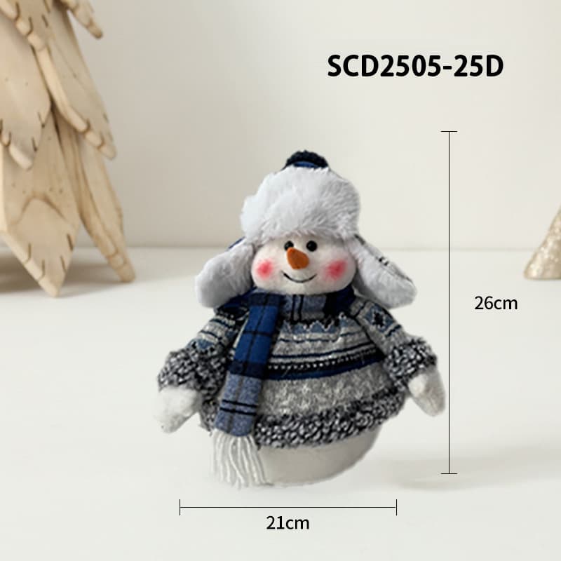 Christmas Decoration Mediterranean Blue and White Santa Hat Doll Plush Ornament Christmas Gift Toy
