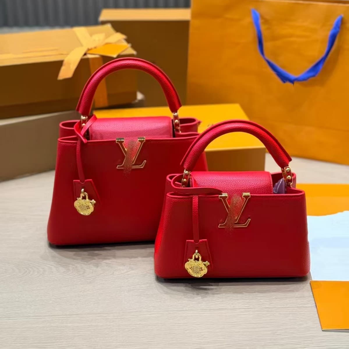 New Lvjia Damei Bag Metal Chain High-end Fashion Versatile Genuine Leather Handbag Shoulder Crossbody Handbag
