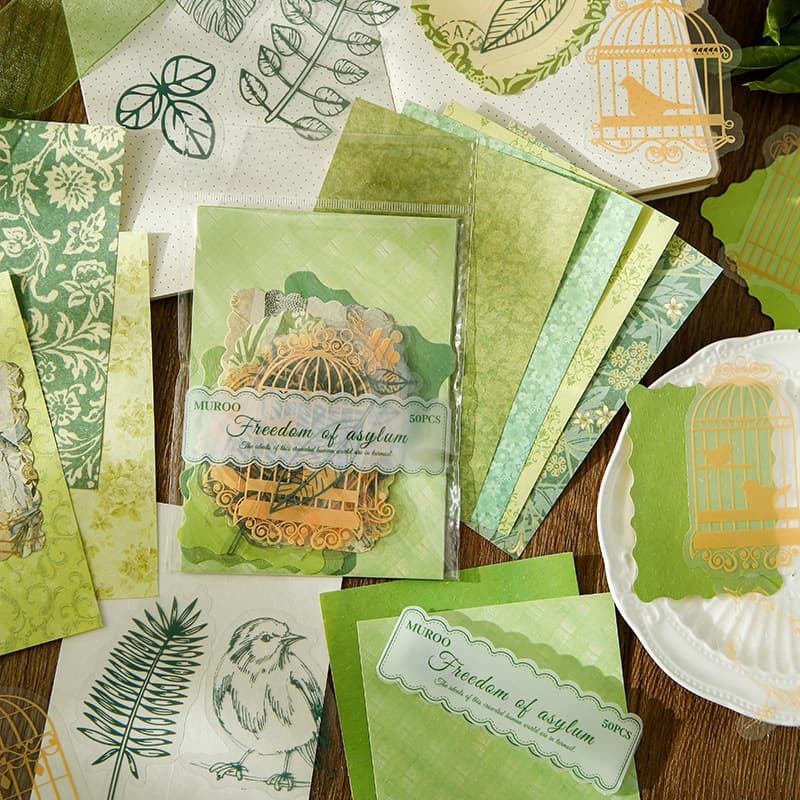 Mu Ran Journal Decorative Paper Set - Thin Twilight Vintage Retro Lining Paper, Notebook Decorative Stickers, Tracing Paper Craft Pack